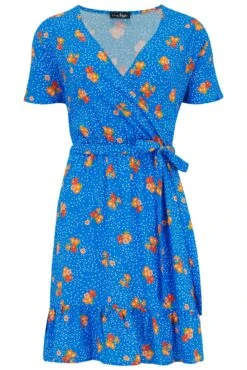 Pour Moi Woven EcoVero™ Tiered Wrap Beach Dress - Blue Floral -PMoi Clothing Shop 312753 20230518114700