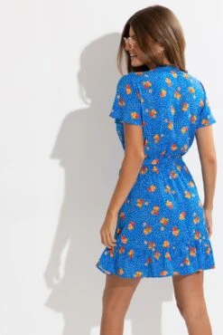 Pour Moi Woven EcoVero™ Tiered Wrap Beach Dress - Blue Floral -PMoi Clothing Shop 312755 20230518114800