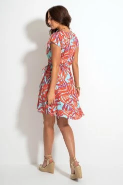 Pour Moi LENZING™ ECOVERO™ Viscose Frill Wrap Beach Dress - Aqua Palm -PMoi Clothing Shop 312968 20230821083100