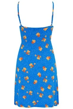Pour Moi Strappy Tie Front Jersey Mini Beach Dress - Blue Floral -PMoi Clothing Shop 313194 20230519101200