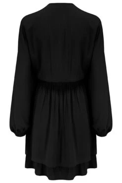 Pour Moi Kate Woven Viscose Button Detail Long Sleeve Dress - Black -PMoi Clothing Shop 314146 20230801122100