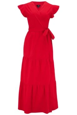 Pour Moi Esme Cotton Poplin Fluted Sleeve Wrap Maxi Dress - Red 14 Pour Moi Esme Cotton Poplin Fluted Sleeve Wrap Maxi Dress - Red -PMoi Clothing Shop 314175 20230412101600