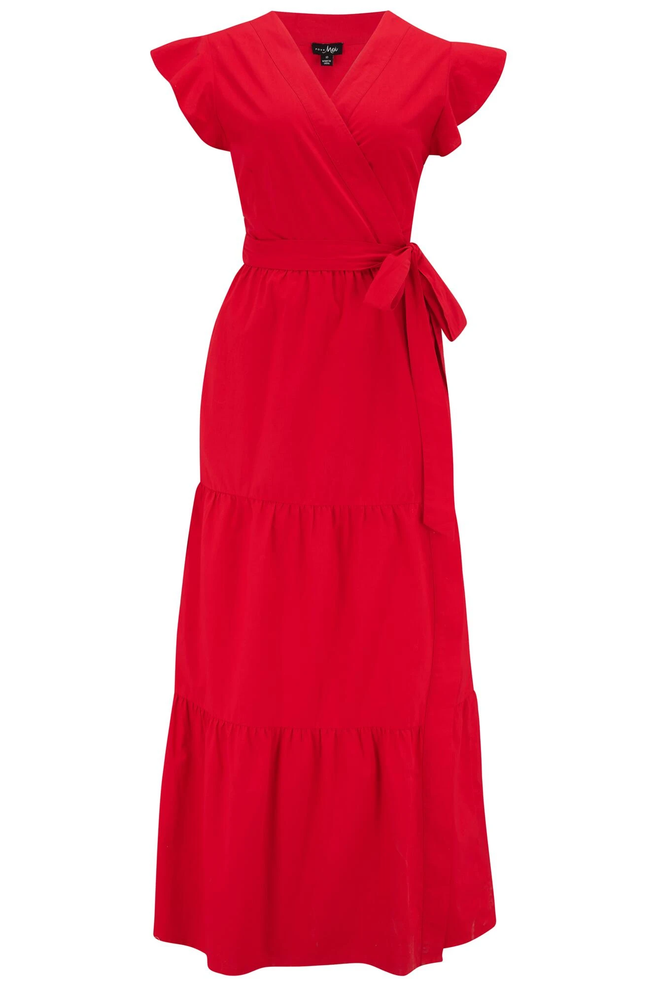 Pour Moi Esme Cotton Poplin Fluted Sleeve Wrap Maxi Dress - Red 8 Pour Moi Esme Cotton Poplin Fluted Sleeve Wrap Maxi Dress - Red - Image 6