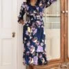 Pour Moi Maggie Woven Frill Midi Dress - Navy Floral -PMoi Clothing Shop 315695 20230505111400