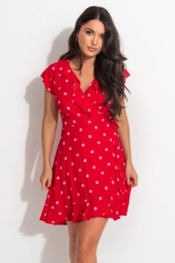 Pour Moi Textured Woven Wrap Beach Dress - Red/Pink