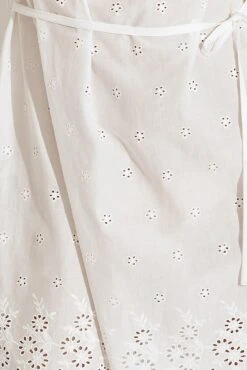 Pour Moi Cotton Broderie Bardot Mini Beach Dress - White -PMoi Clothing Shop 318971 20230818155000