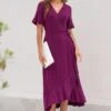 Pour Moi Megan Slinky Jersey Frill Detail Midi Wrap Dress - Grape -PMoi Clothing Shop 319846 20230731123700